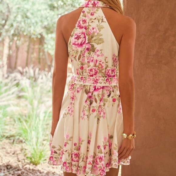 Multicolor Boho Women's Sleeveless Oversized Peony Floral Print Mini Dress - Picture 2 of 7